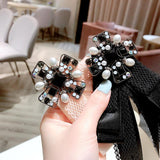 Retro Lace Rhinestone Bow Tie Collar Brooch