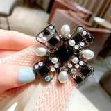 Retro Lace Rhinestone Bow Tie Collar Brooch