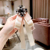 Retro Lace Rhinestone Bow Tie Collar Brooch