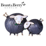 Sheep Couple Enamel Animal Party Casual Brooch Pins
