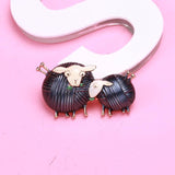 Sheep Couple Enamel Animal Party Casual Brooch Pins