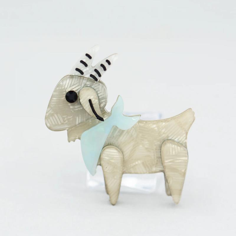 Goat Shape Animal Brooch Acrylic Jewelry Kids Holiday