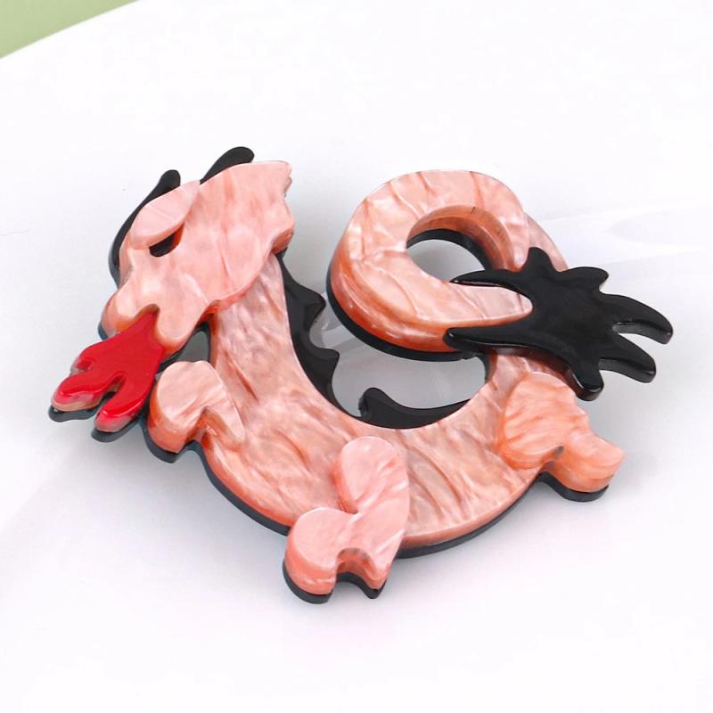 Acrylic Dragon Brooch Pins Resin Big Firedragon Brooches Badges
