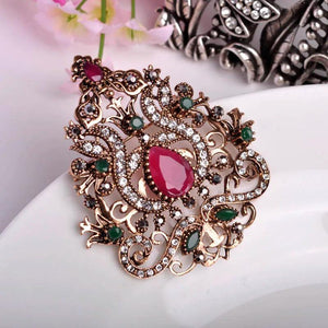 Vintage Green Water Drop Resin Crown Corsage Pin Headwear Jewelry