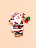 Enamel Santa Claus Brooch Pin Women Year Jewelry