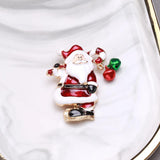 Enamel Santa Claus Brooch Pin Women Year Jewelry
