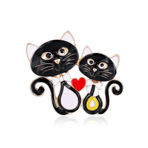 Cat Enamel Pin Badge Crystal Brooch Jewelry Accessory for Women Men Vintage