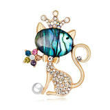 Cat Enamel Pin Badge Crystal Brooch Jewelry Accessory for Women Men Vintage