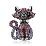 Cat Enamel Pin Badge Crystal Brooch Jewelry Accessory for Women Men Vintage
