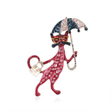 Cat Enamel Pin Badge Crystal Brooch Jewelry Accessory for Women Men Vintage