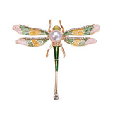 Rhinestone Dragonfly Pearl Brooch Insect Jewelry Office Party Gift