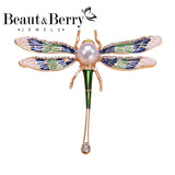 Rhinestone Dragonfly Pearl Brooch Insect Jewelry Office Party Gift