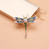 Rhinestone Dragonfly Pearl Brooch Insect Jewelry Office Party Gift