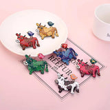 Enamel Animal Cow Bird Cartoon Pin Party Brooch