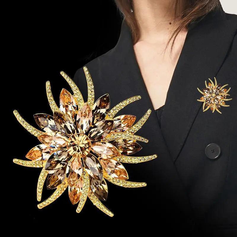 Crystal Women Flower Planet Vintage Brooches Rhinestone Coat Jewelry Pins