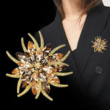 Crystal Women Flower Planet Vintage Brooches Rhinestone Coat Jewelry Pins