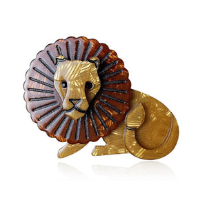 Lion Brooch Animal Carton Pins Acrylic Corsage For Women Kids