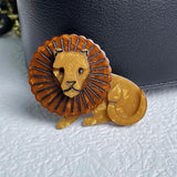 Lion Brooch Animal Carton Pins Acrylic Corsage For Women Kids