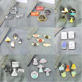 Cherry Blossoms Alien Enamel Pins Set Cartoon Brooch Lapel Badges Gift
