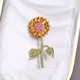 Sunflower Rhinestone Brooches For Women Men 2-color