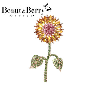 Sunflower Rhinestone Brooches For Women Men 2-color