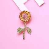 Sunflower Rhinestone Brooches For Women Men 2-color