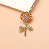 Sunflower Rhinestone Brooches For Women Men 2-color