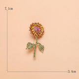 Sunflower Rhinestone Brooches For Women Men 2-color