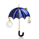 Rainbow Umbrella Shape Brooches Simulated Pearls Enamel Alloy Jewelry