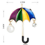 Rainbow Umbrella Shape Brooches Simulated Pearls Enamel Alloy Jewelry
