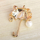 Rainbow Umbrella Shape Brooches Simulated Pearls Enamel Alloy Jewelry
