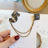 Rhinestone Number 5 Chain Brooch Women's Sweater Coat Pin