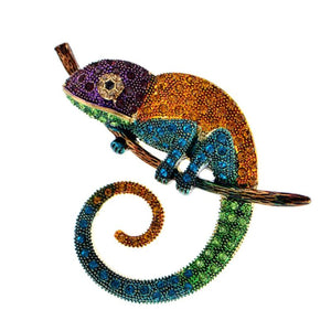 Colorful Lizard Brooch Rhinestone Animal Pins for Women Men Coat Suit Bag