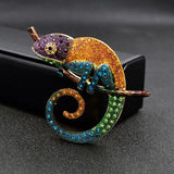 Colorful Lizard Brooch Rhinestone Animal Pins for Women Men Coat Suit Bag
