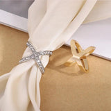 Crystal Hollow X Shape Scarf Brooches for Women