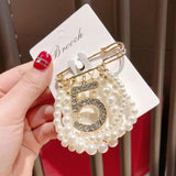 Crystal Rhinestone Pearl String Brooch Pin for Wedding Party