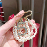 Crystal Rhinestone Pearl String Brooch Pin for Wedding Party