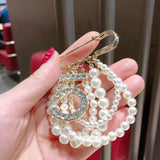 Crystal Rhinestone Pearl String Brooch Pin for Wedding Party