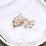 Beaut&Berry Dolphin Pearl Brooches 2-color Lovely Sea Fish Pin