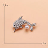 Beaut&Berry Dolphin Pearl Brooches 2-color Lovely Sea Fish Pin