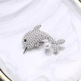 Beaut&Berry Dolphin Pearl Brooches 2-color Lovely Sea Fish Pin