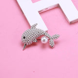 Beaut&Berry Dolphin Pearl Brooches 2-color Lovely Sea Fish Pin