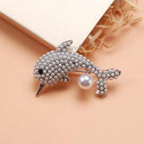 Beaut&Berry Dolphin Pearl Brooches 2-color Lovely Sea Fish Pin