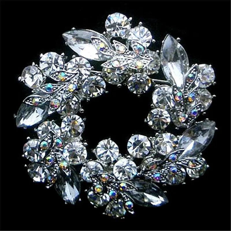 Colorful Rhinestone Bauhinia Brooches Women Flower Pins Wedding Jewelry