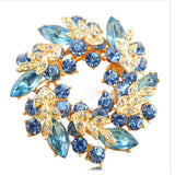 Colorful Rhinestone Bauhinia Brooches Women Flower Pins Wedding Jewelry