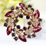 Colorful Rhinestone Bauhinia Brooches Women Flower Pins Wedding Jewelry