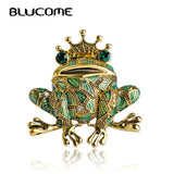 Vintage Green Frog Brooch with Green Eyes
