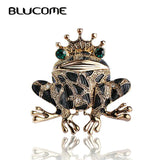 Vintage Green Frog Brooch with Green Eyes
