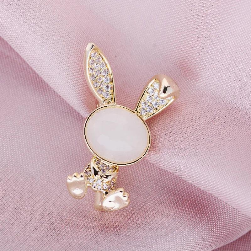 Zircon Rabbit Brooch Cartoon Pin Summer Trinket