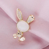 Zircon Rabbit Brooch Cartoon Pin Summer Trinket